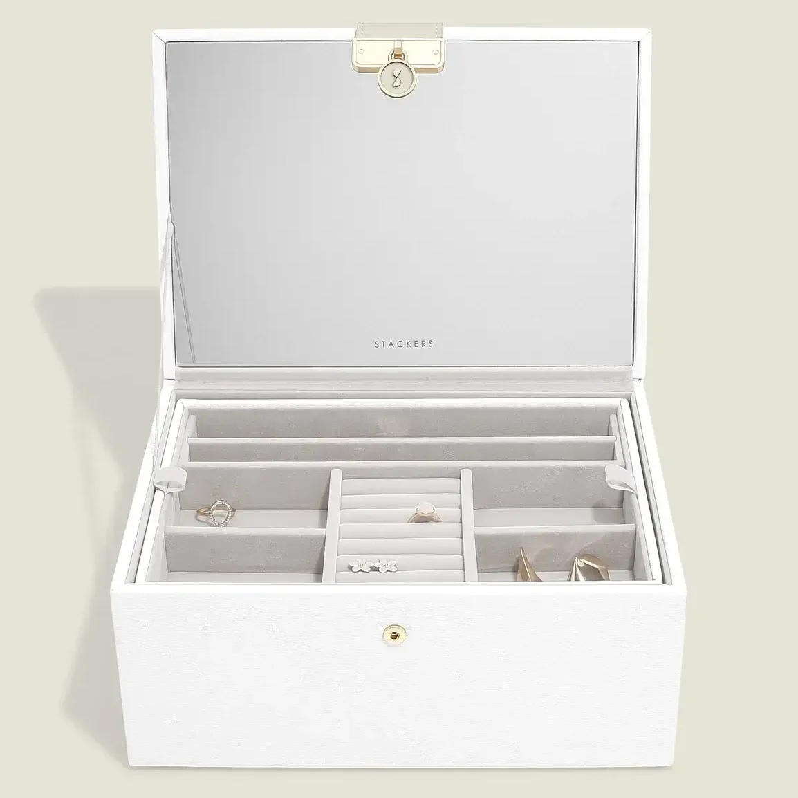קופסת תכשיטים ‘לאקשרי’ גודל קלאסיק Stackers – לבן